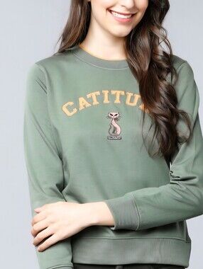 Tokyo Talkies Fleece Catitude Lounge Embroidered Risque Playful Message Sz XL